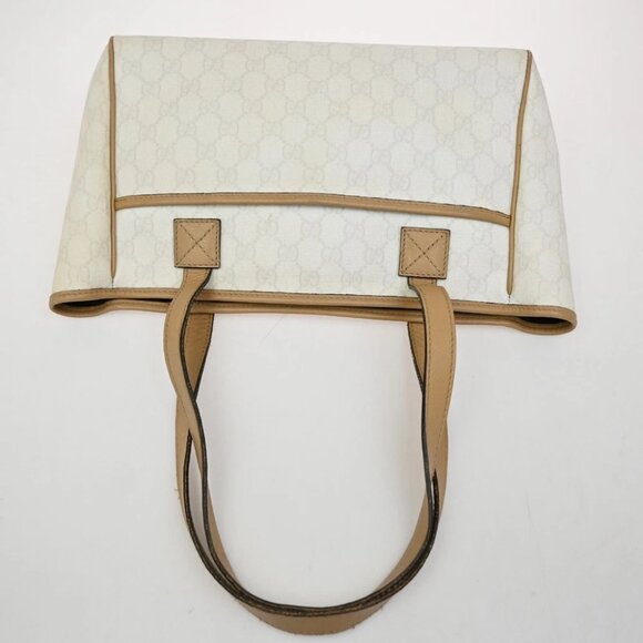 GUCCI Logo GG Shoulder Tote Bag PVC Leather White GHW Italy - Picture 6 of 16